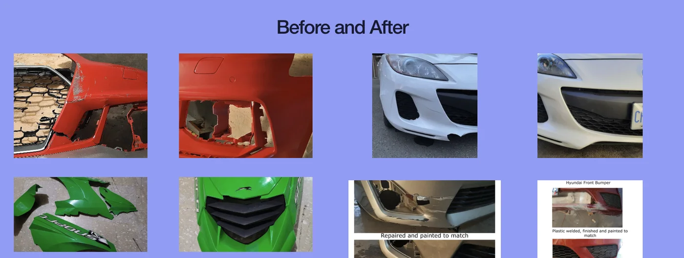 The old Before and After section: a grid of mixed-size photos with no labels